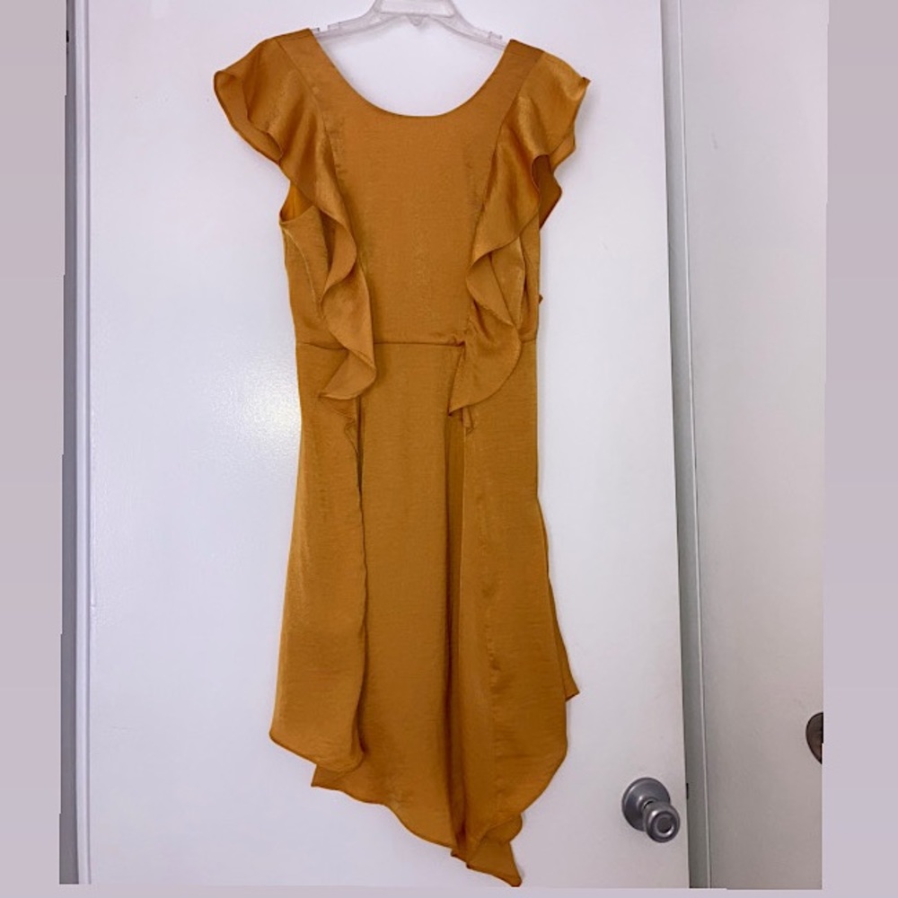 BCBGeneration Ruffled Asymmetrical Satin Dress